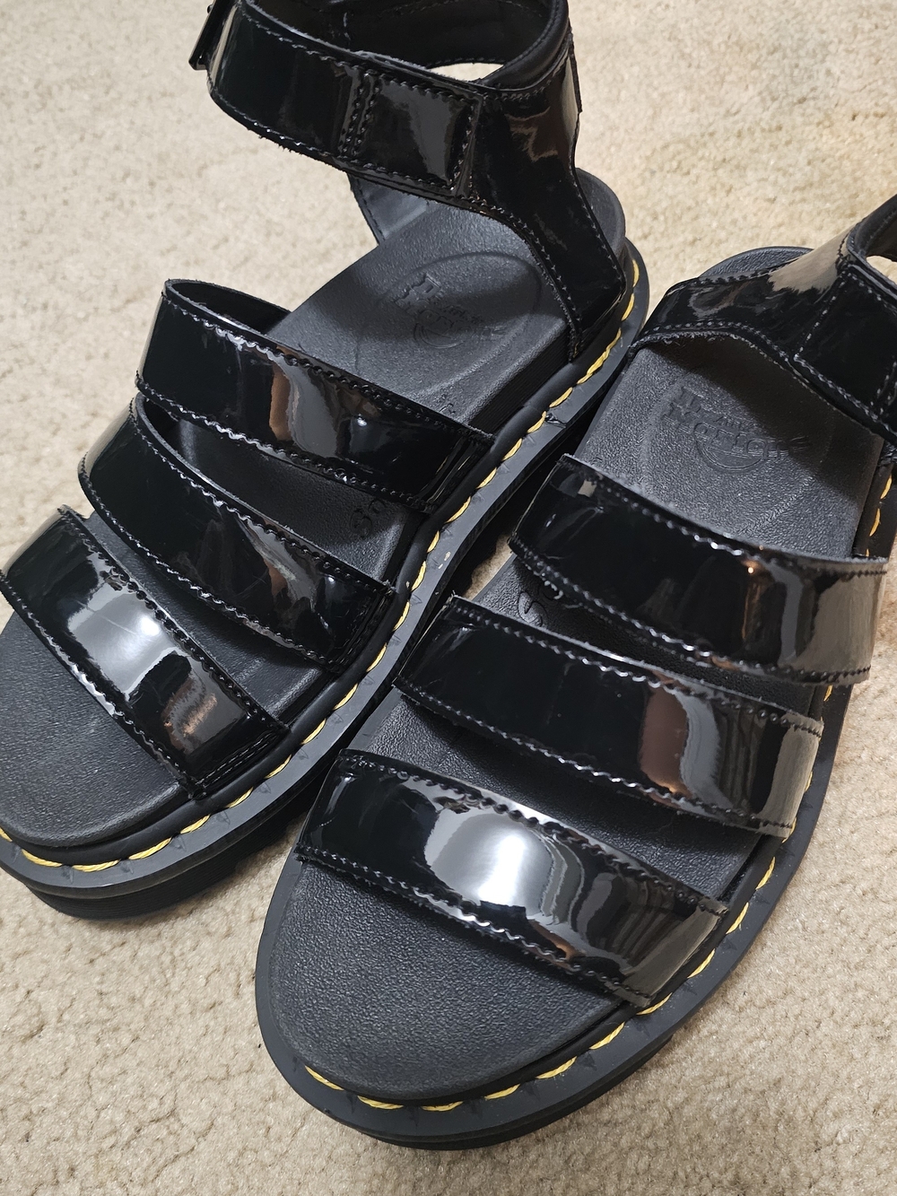 Dr. Martens Classic Patent Black Strappy Sandals - Picture 8 of 8